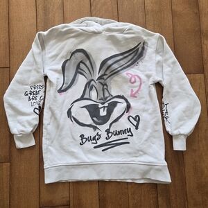 Zara White Bugs Bunny Graphic Hoodie Size 8
